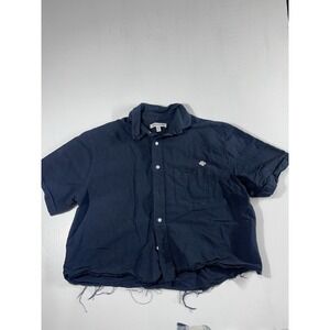 Urban Outfitters Men's Solid Cut Off Oxford Top Black Medium Cotton Streetwear